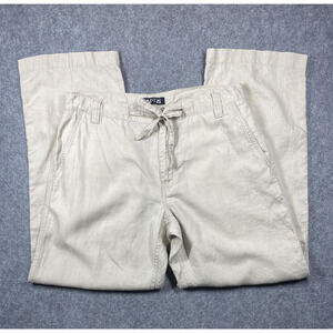 APT 9 Pants Mens 32x30 Beige Linen Relaxed Fit Flat Front Drawstring Casual